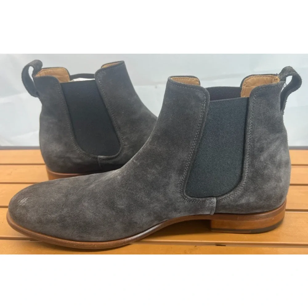 Mens Vince Aldous Chelsea Boots Slate Grey Suede 11.5 Made in Italy